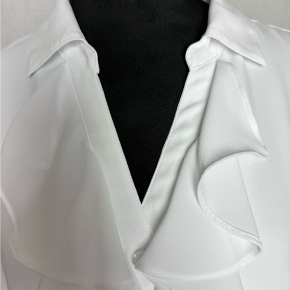 Calvin Klein White Ruffle Front Blouse - Picture 3 of 5